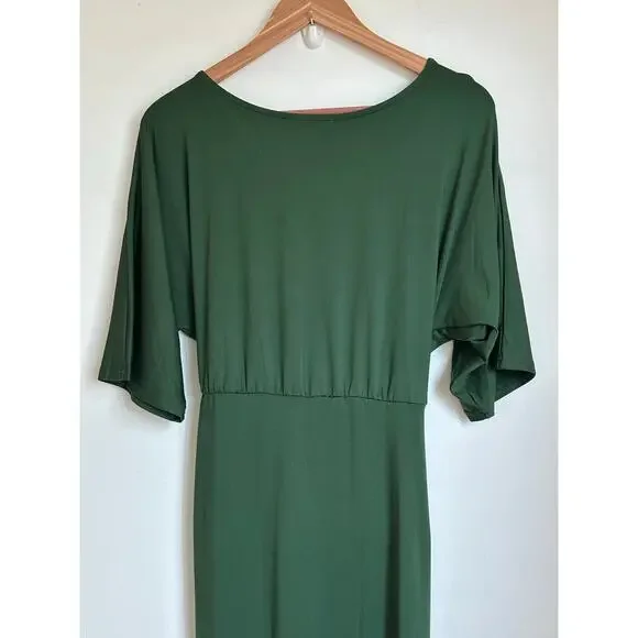 Baltic Born Solana ruched hunter green wrap 3/4 sleeve dress size Medium NWT - Picture 3 of 10